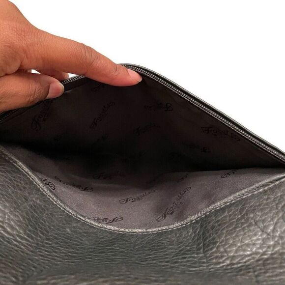 Fossil Crossbody Bag Black Shoulder Leather Microfiber Work Fashion Business - Picture 6 of 14